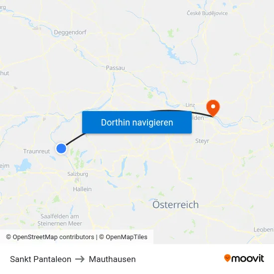 Sankt Pantaleon to Mauthausen map