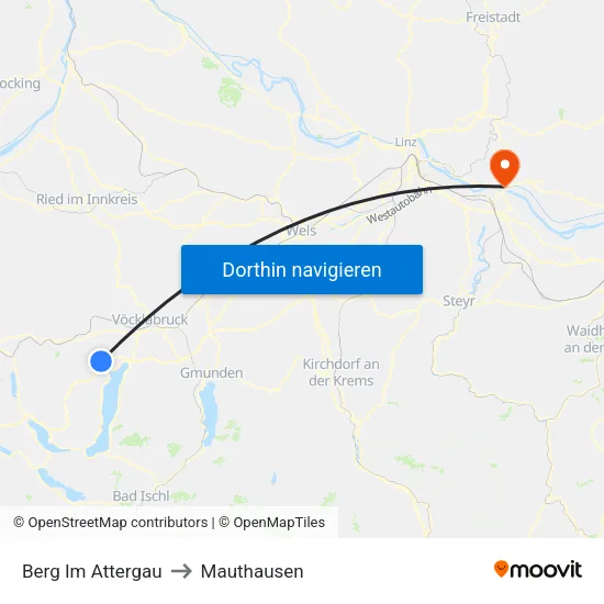 Berg Im Attergau to Mauthausen map