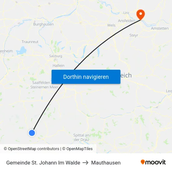 Gemeinde St. Johann Im Walde to Mauthausen map