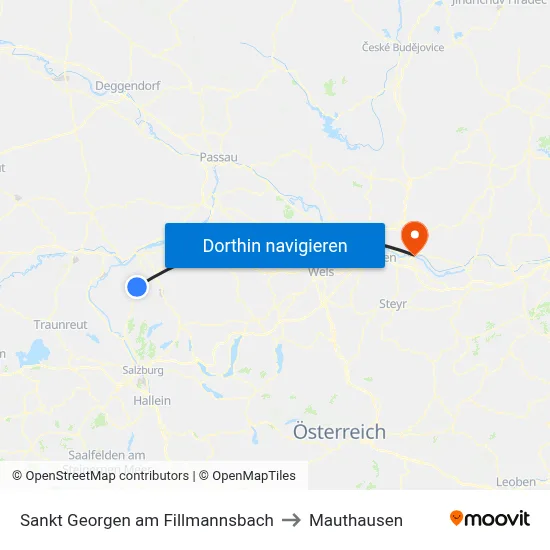 Sankt Georgen am Fillmannsbach to Mauthausen map
