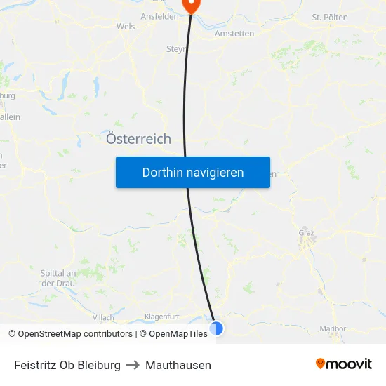 Feistritz Ob Bleiburg to Mauthausen map