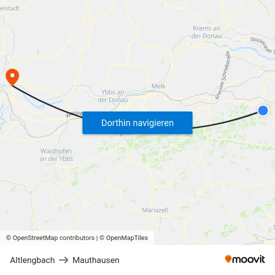 Altlengbach to Mauthausen map