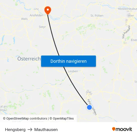Hengsberg to Mauthausen map