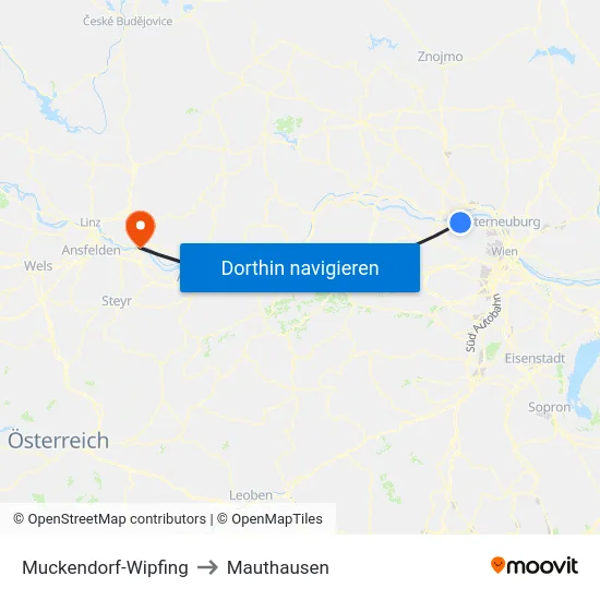 Muckendorf-Wipfing to Mauthausen map