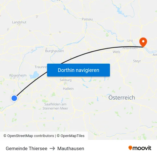 Gemeinde Thiersee to Mauthausen map