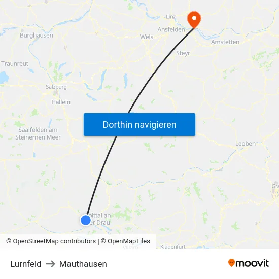 Lurnfeld to Mauthausen map