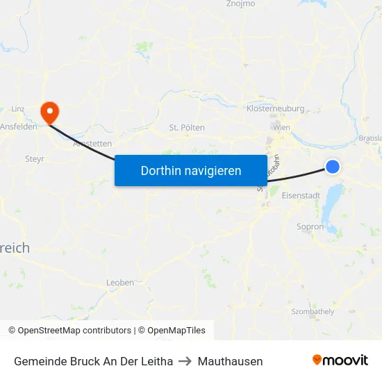Gemeinde Bruck An Der Leitha to Mauthausen map