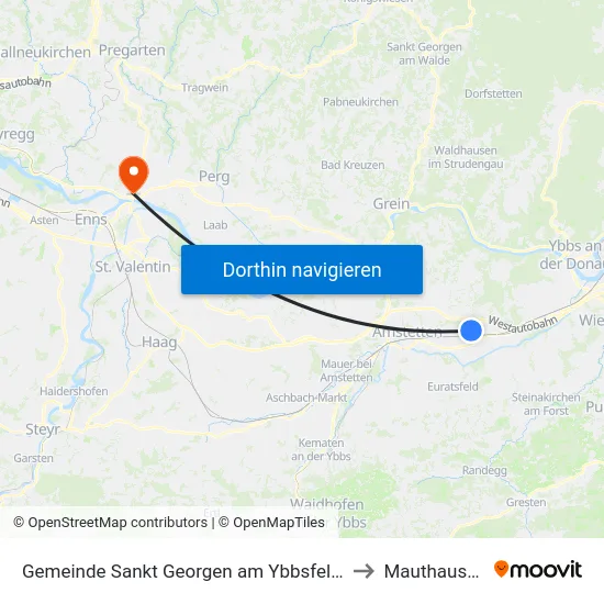 Gemeinde Sankt Georgen am Ybbsfelde to Mauthausen map
