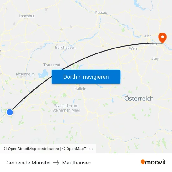 Gemeinde Münster to Mauthausen map