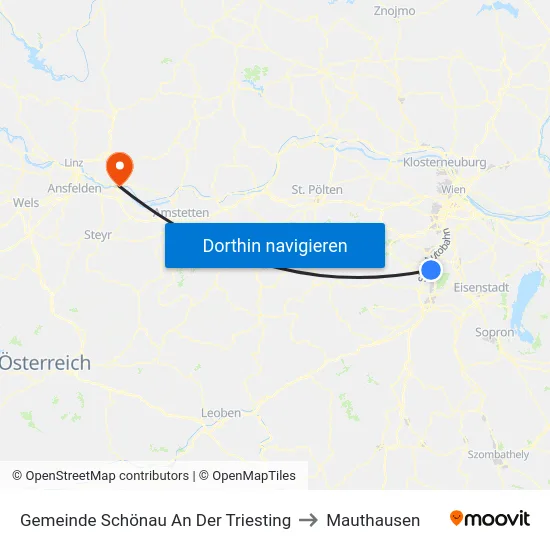 Gemeinde Schönau An Der Triesting to Mauthausen map
