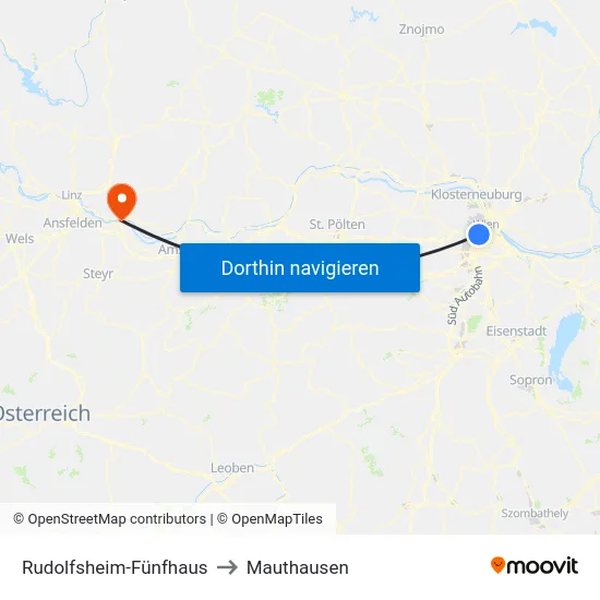 Rudolfsheim-Fünfhaus to Mauthausen map