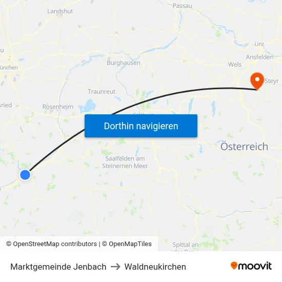Marktgemeinde Jenbach to Waldneukirchen map
