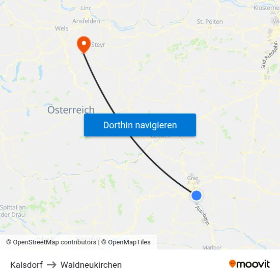 Kalsdorf to Waldneukirchen map