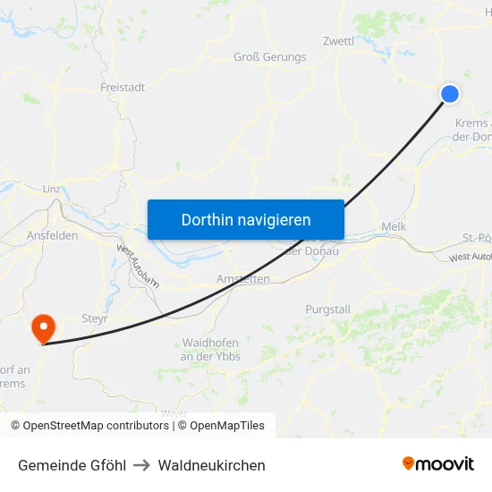 Gemeinde Gföhl to Waldneukirchen map