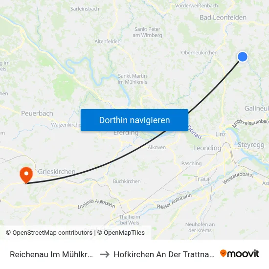Reichenau Im Mühlkreis to Hofkirchen An Der Trattnach map