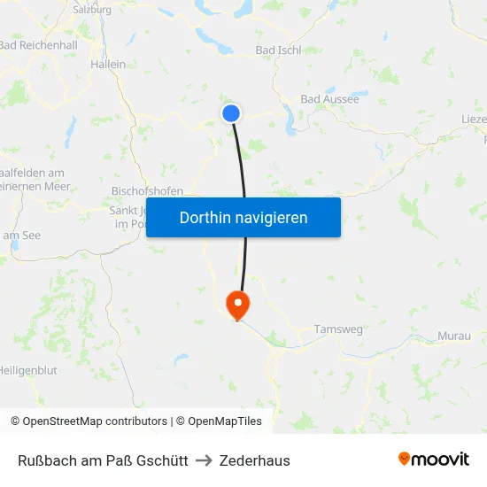 Rußbach am Paß Gschütt to Zederhaus map