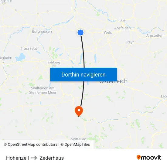 Hohenzell to Zederhaus map