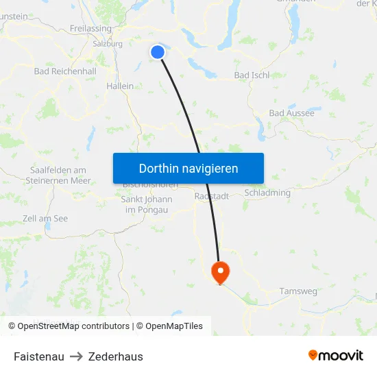 Faistenau to Zederhaus map