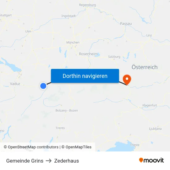 Gemeinde Grins to Zederhaus map