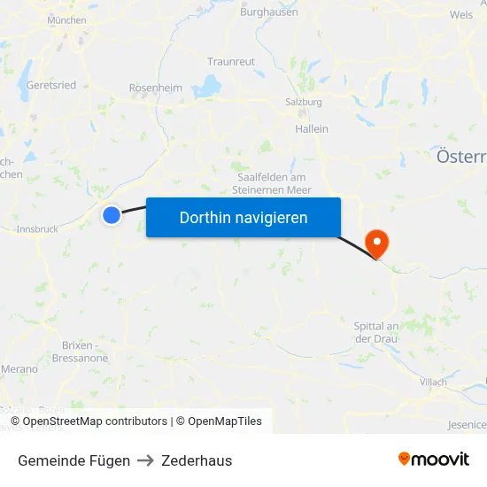 Gemeinde Fügen to Zederhaus map