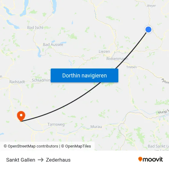 Sankt Gallen to Zederhaus map