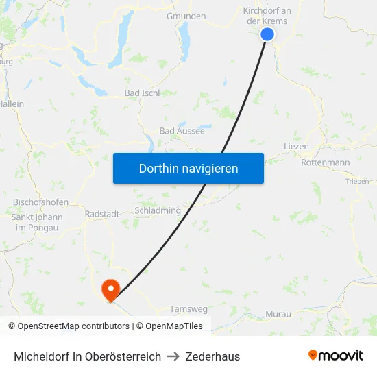 Micheldorf In Oberösterreich to Zederhaus map