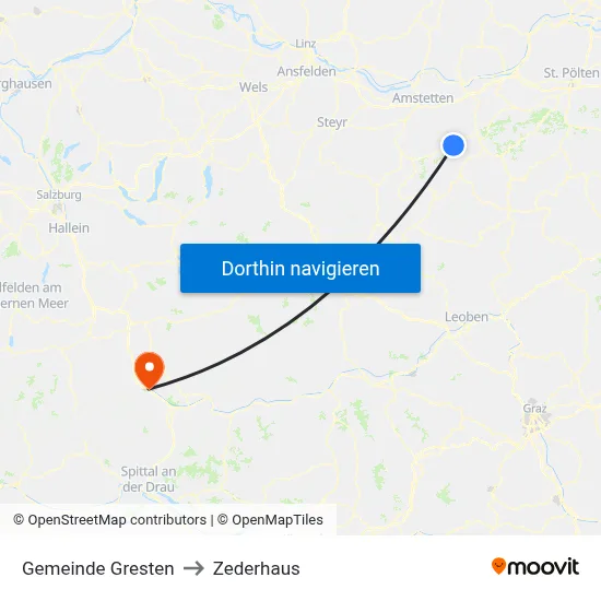 Gemeinde Gresten to Zederhaus map