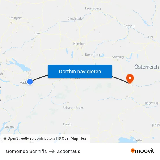 Gemeinde Schnifis to Zederhaus map
