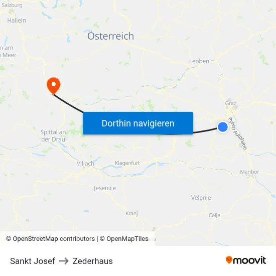 Sankt Josef to Zederhaus map