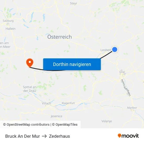 Bruck An Der Mur to Zederhaus map