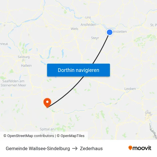 Gemeinde Wallsee-Sindelburg to Zederhaus map