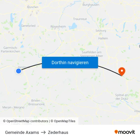 Gemeinde Axams to Zederhaus map