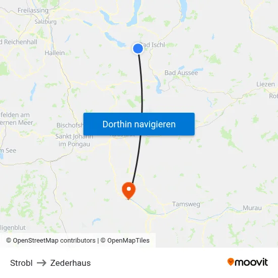 Strobl to Zederhaus map
