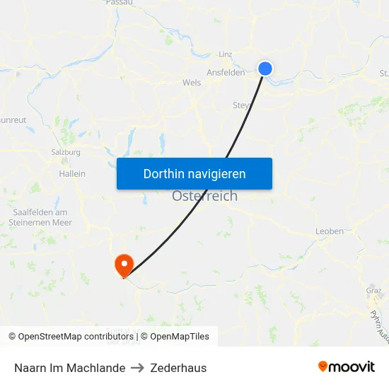 Naarn Im Machlande to Zederhaus map
