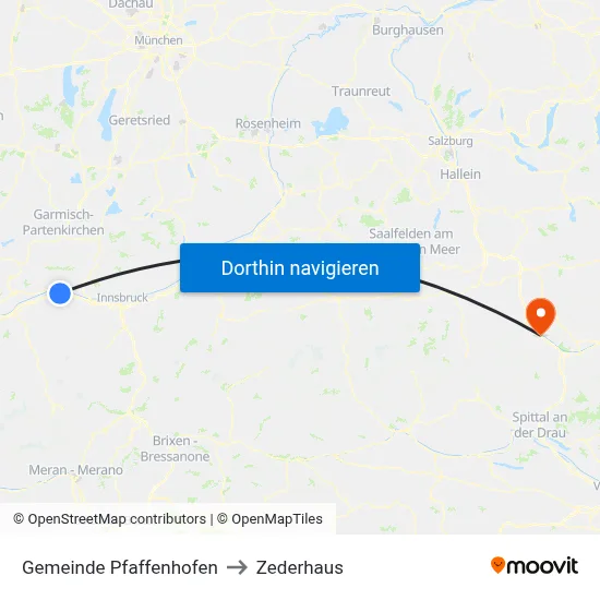 Gemeinde Pfaffenhofen to Zederhaus map
