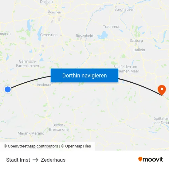 Stadt Imst to Zederhaus map