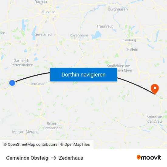 Gemeinde Obsteig to Zederhaus map