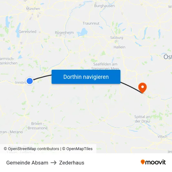 Gemeinde Absam to Zederhaus map