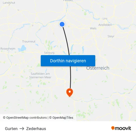 Gurten to Zederhaus map