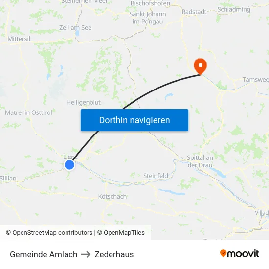 Gemeinde Amlach to Zederhaus map