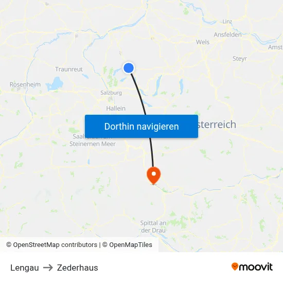 Lengau to Zederhaus map