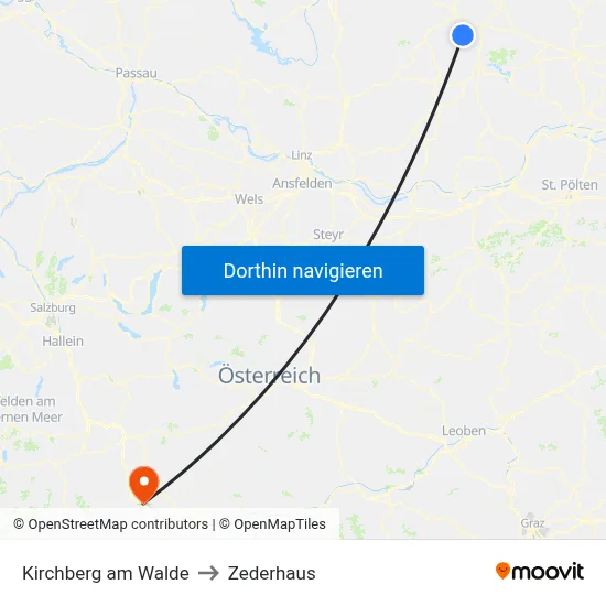 Kirchberg am Walde to Zederhaus map