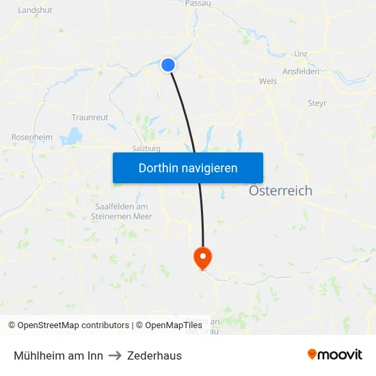 Mühlheim am Inn to Zederhaus map