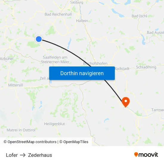 Lofer to Zederhaus map