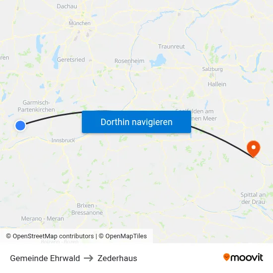 Gemeinde Ehrwald to Zederhaus map