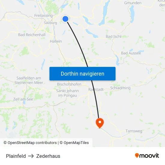 Plainfeld to Zederhaus map