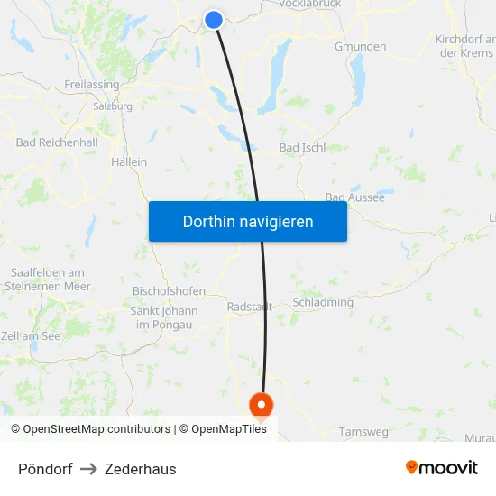 Pöndorf to Zederhaus map