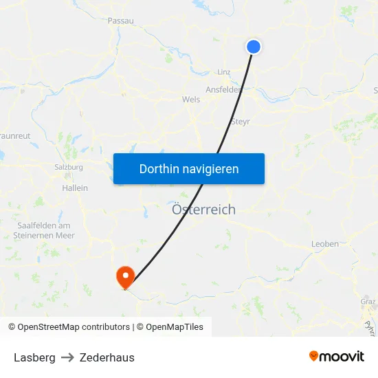 Lasberg to Zederhaus map