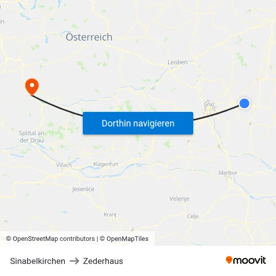 Sinabelkirchen to Zederhaus map