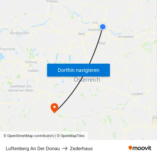 Luftenberg An Der Donau to Zederhaus map